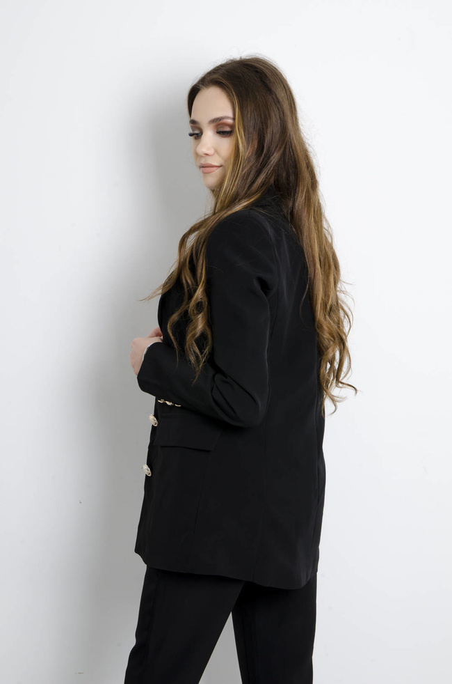 KOMPLET CZARNY MARYNARKA+ SPODNIE