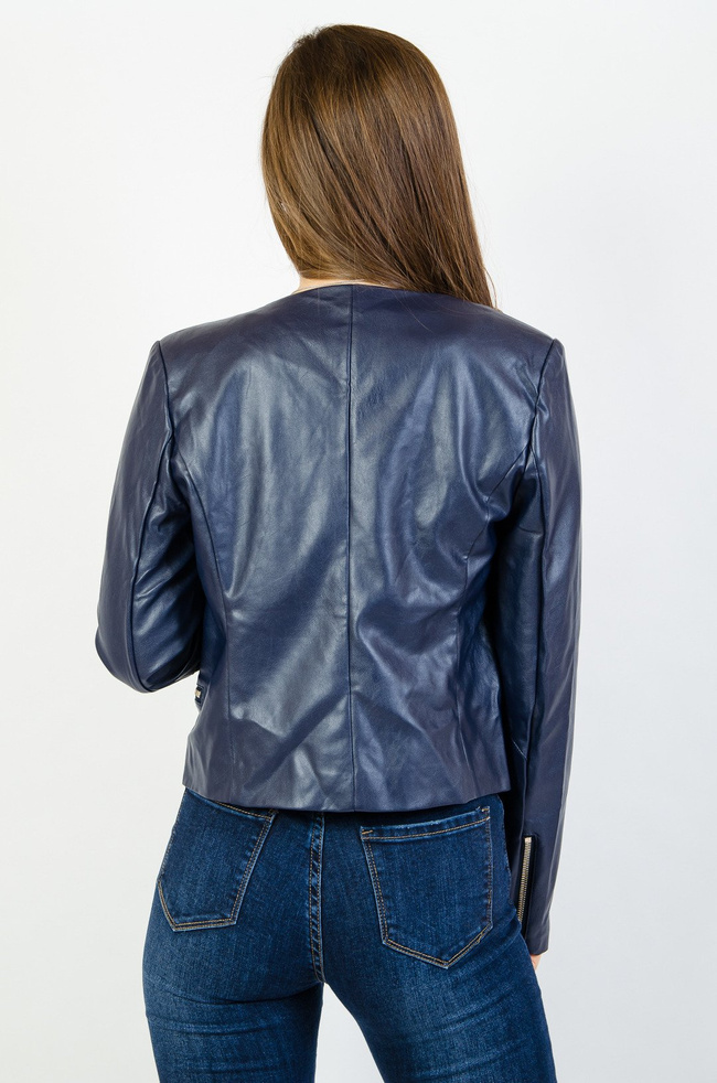 Granatowa ramoneska ze złotymi zamkami