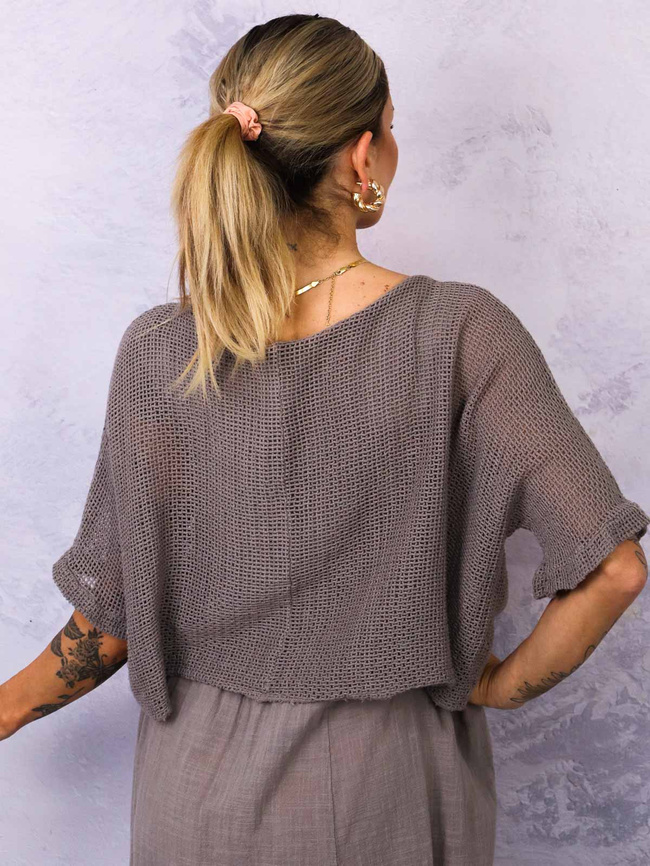 SUKIENKA MIDI Z AŻUROWĄ GÓRĄ- FANGO