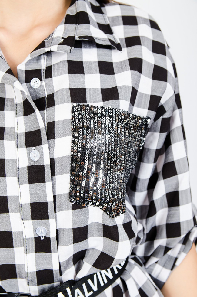 SUKIENKA KOSZULOWA W KRATĘ