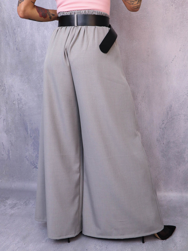 SZARE ELEGANCKIE SPODNIE Z SZEROKIMI NOGAWKAMI+ PASEK