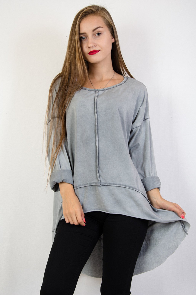 Szara tunika z przedłużanym tyłem