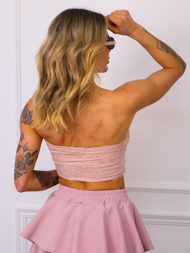 TOP KORONKOWY BANDEAU BEZ RAMIĄCZEK- BRUDNY RÓŻ