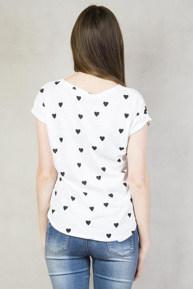 Biała bluzka z napisem "My heart belongs to you"