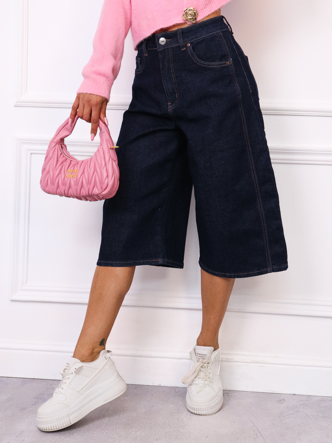 SZORTY JEANSOWE BERMUDY BAGGY- GRANATOWE