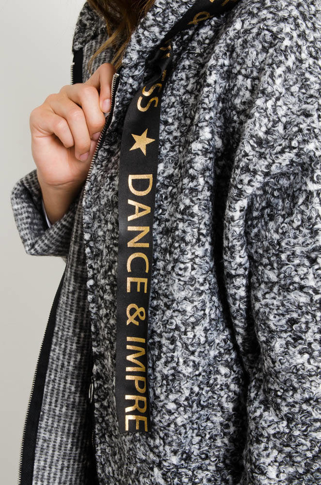 SZARY MELANŻOWY PŁASZCZ OVERSIZE