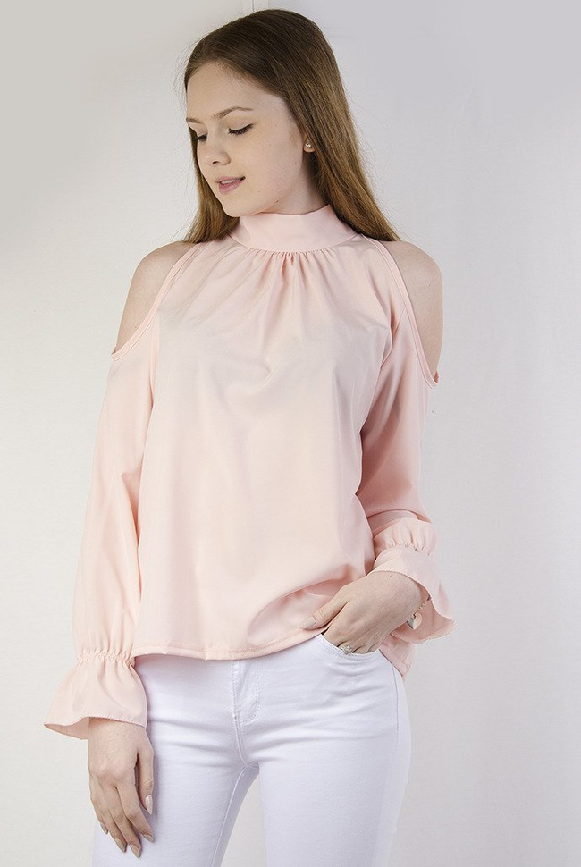 Różowa bluzka z wiązaniem z tyłu