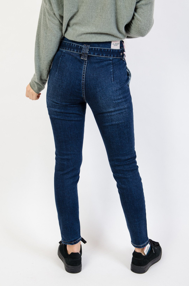 Spodnie jeansowe z wysokim stanem bez kieszeni