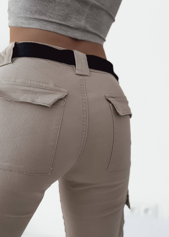 SPODNIE BOJÓWKI Z KIESZENIAMI+ PASEK- BEŻOWE