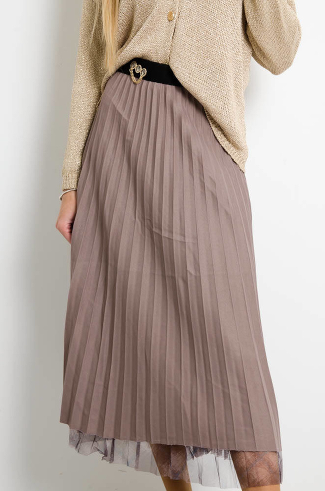 BRĄZOWA DWUSTRONNA SPÓDNICA Z TIULEM