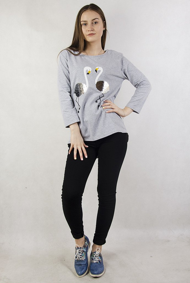 Szara bluzka z flamingami 