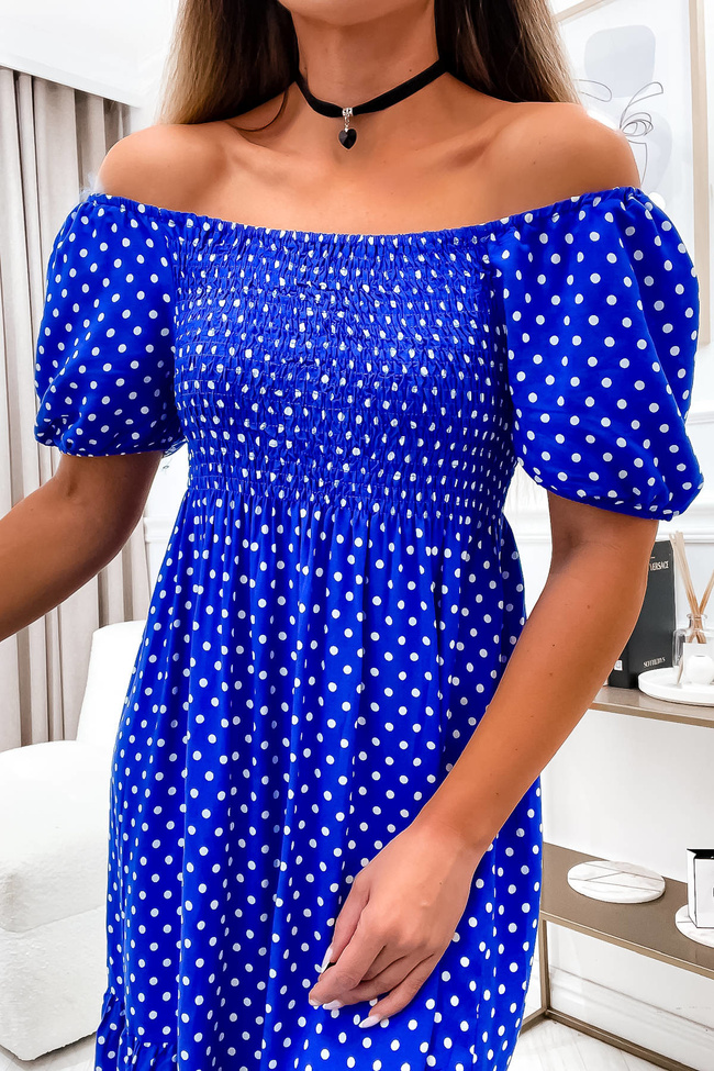SUKIENKA HISZPANKA W KROPKI- NIEBIESKA