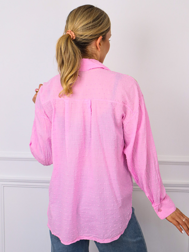 KOSZULA Z OZDOBNYM HAFTEM Z PRZODU- RÓŻOWA