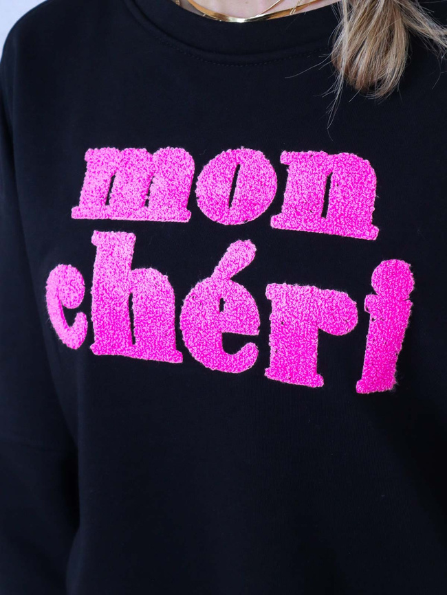 KOMPLET DRESOWY BLUZA Z NAPISEM+ SPODNIE- CZARNY