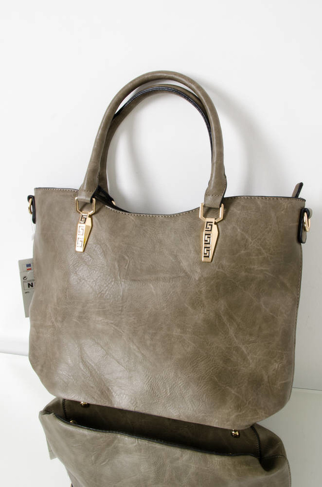 TORBA SHOPPER Z IMITACJI SKÓRY- KHAKI