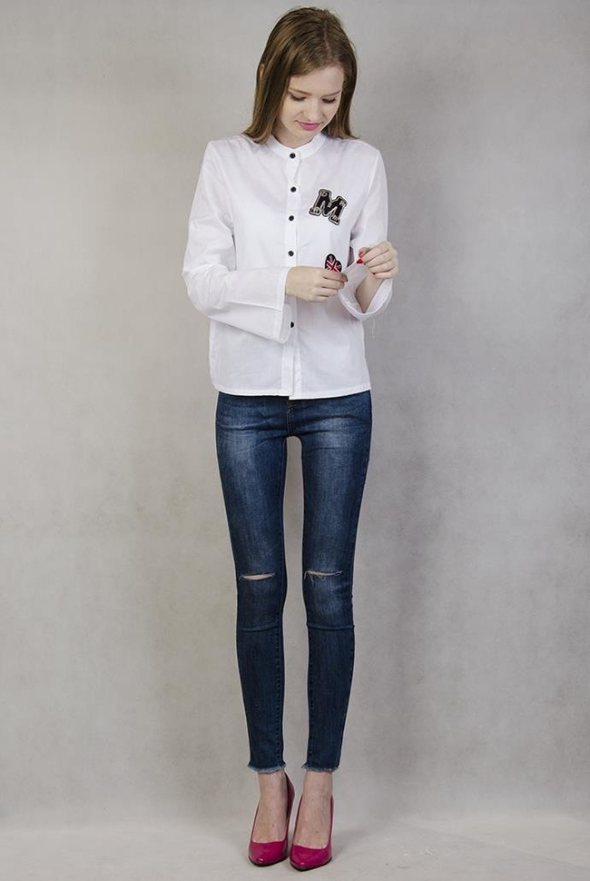 Koszula z naszywkami i rozszerzanym rękawem