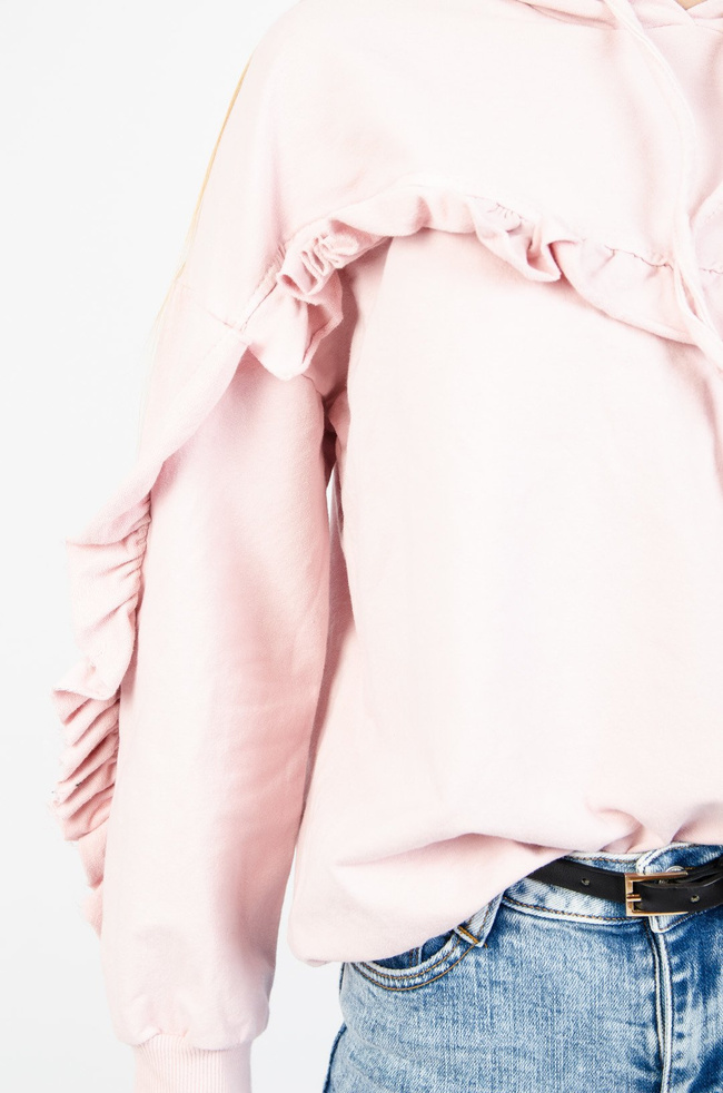 JASNO-RÓŻOWA BLUZA Z FALBANKĄ