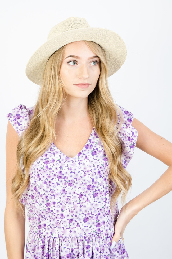 KAPELUSZ SŁOMKOWY ZE WSTĄŻKĄ- BEŻOWY 