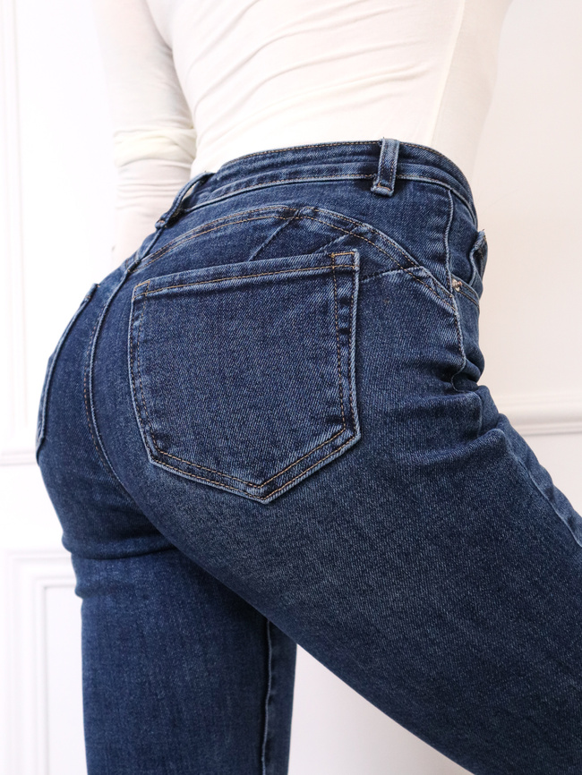 SPODNIE JEANSOWE SKINNY PUSH UP- GRANATOWE