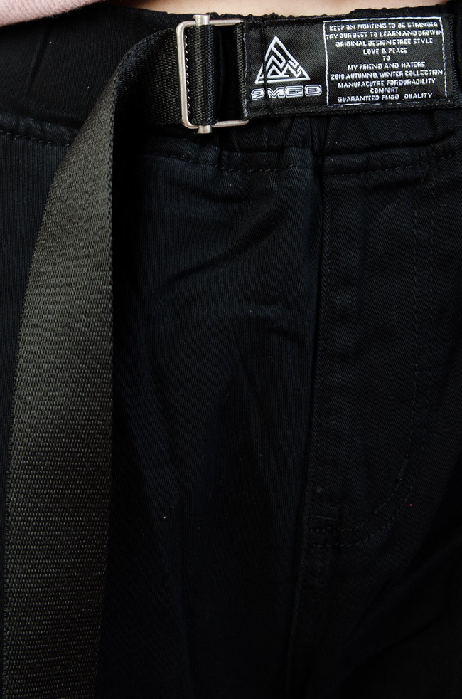 CZARNE SPODNIE TYPU JOGGER Z WYSOKIM STANEM