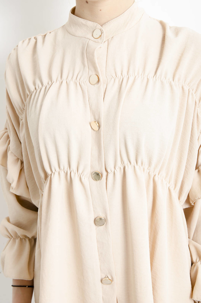 KOSZULA BEŻOWA Z FALBANAMI