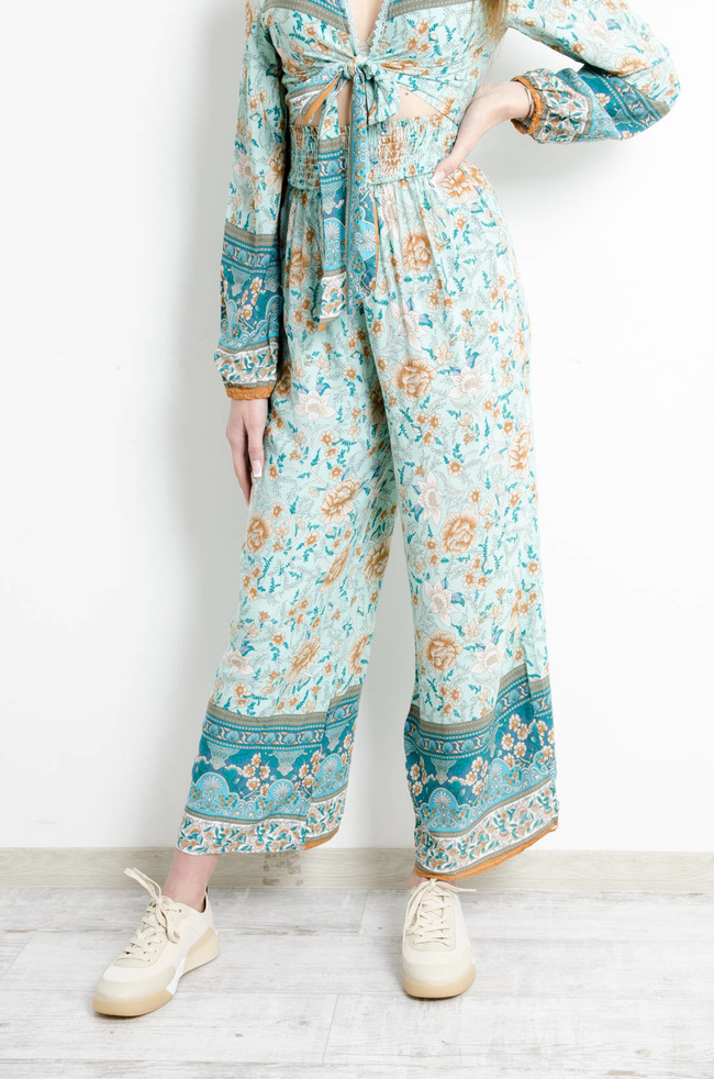 KOMPLET W KWIATY - TURKUSOWY