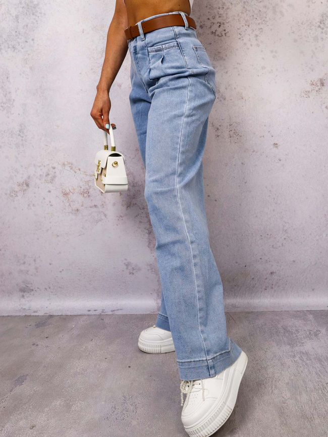 SPODNIE JEANSOWE Z PRZESZYCIAMI PRZY KIESZENIACH+ PASEK