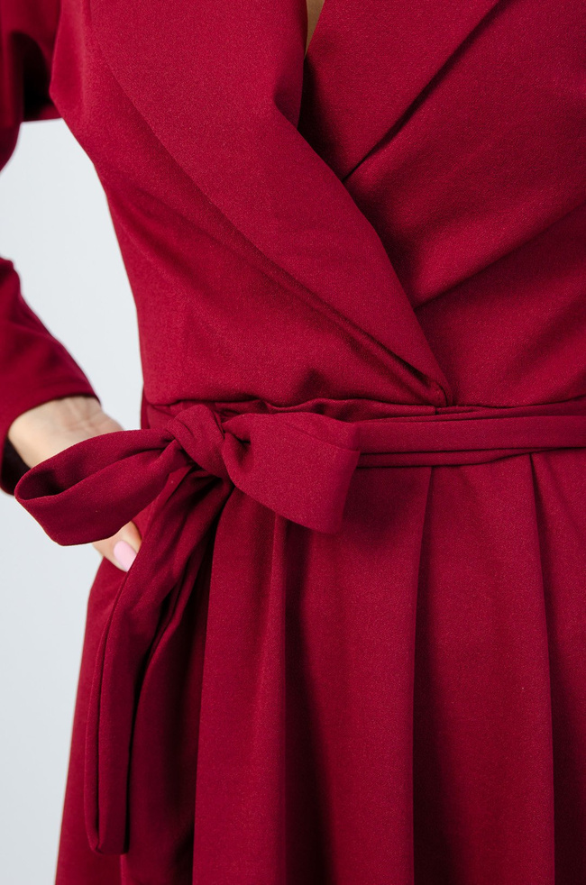 Bordowa kopertowa sukienka 