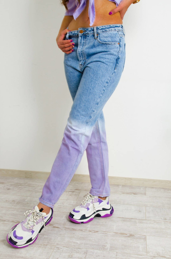 SPODNIE JEANSOWE DWUKOLOROWE TYPU STRAIGHT WIDE