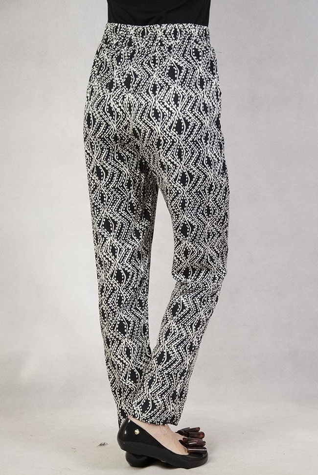 Spodnie alladynki czarne w białe wzorki