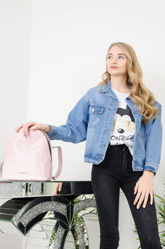 NIEBIESKA KURTKA JEANSOWA Z APLIKACJĄ MISIA