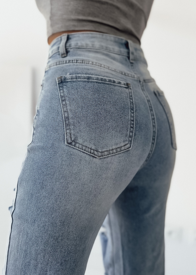 SPODNIE JEANSOWE Z SZEROKIMI NOGAWKAMI I PRZETARCIAMI