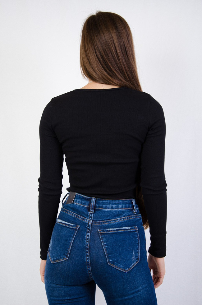 Czarne body z zamkiem w dekolcie