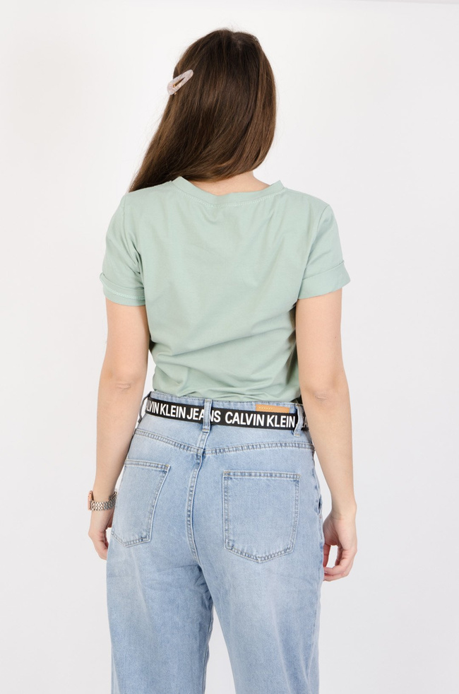 MIĘTOWY T-SHIRT Z NADRUKIEM