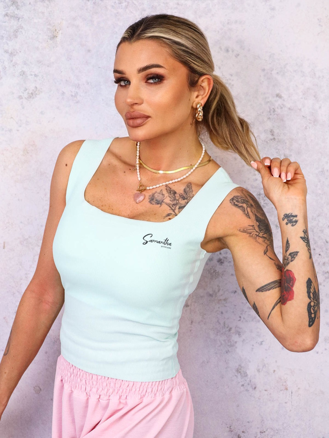 USZTYWNIANY TOP NA RAMIĄCZKACH - MIĘTOWY