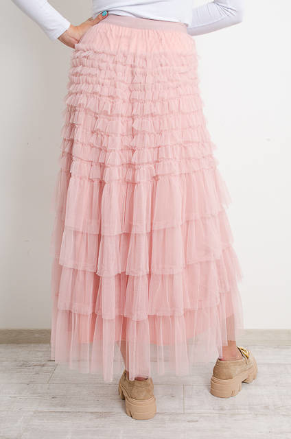 DŁUGA RÓŻOWA SPÓDNICA TIULOWA