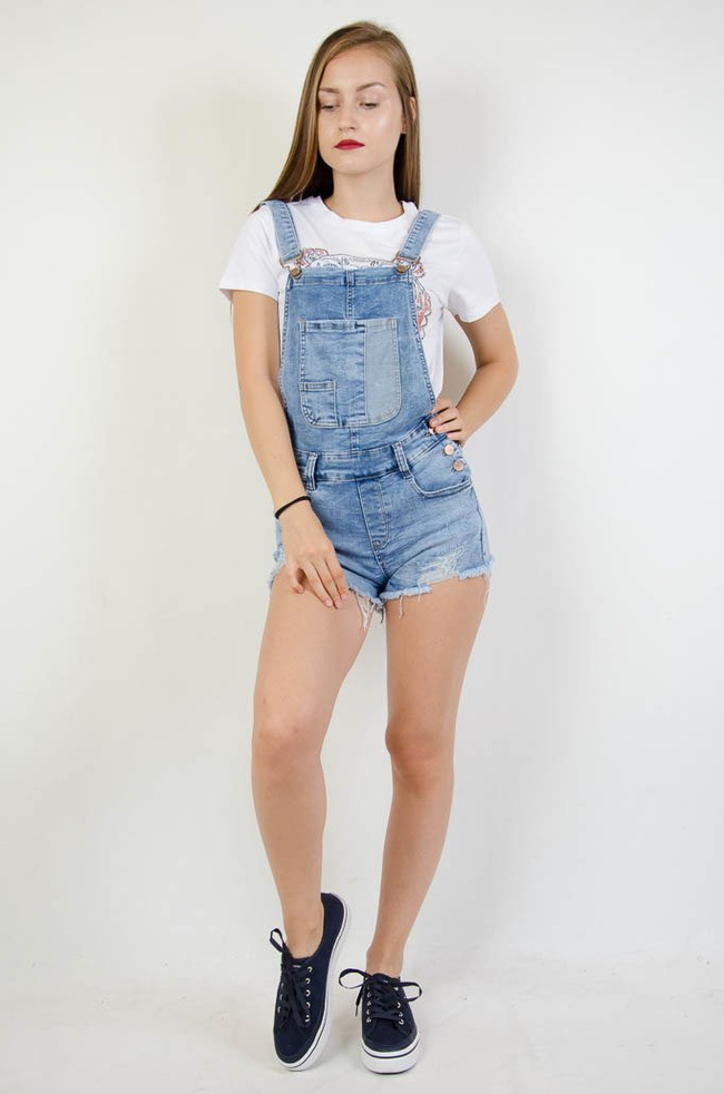 OGRODNICZKI JEANSOWE Z PRZETARCIAMI