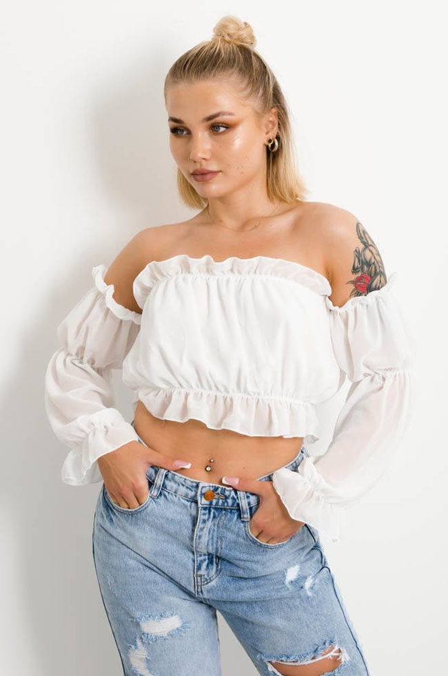 BIAŁY KRÓTKI TOP - HISZPANKA