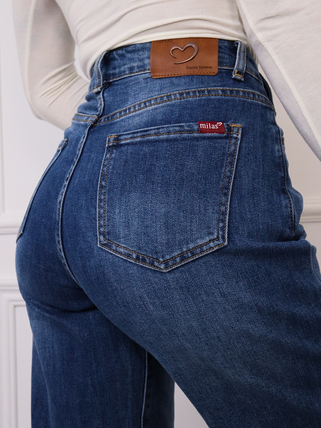 SPODNIE JEANSOWE MOM FIT- NIEBIESKIE