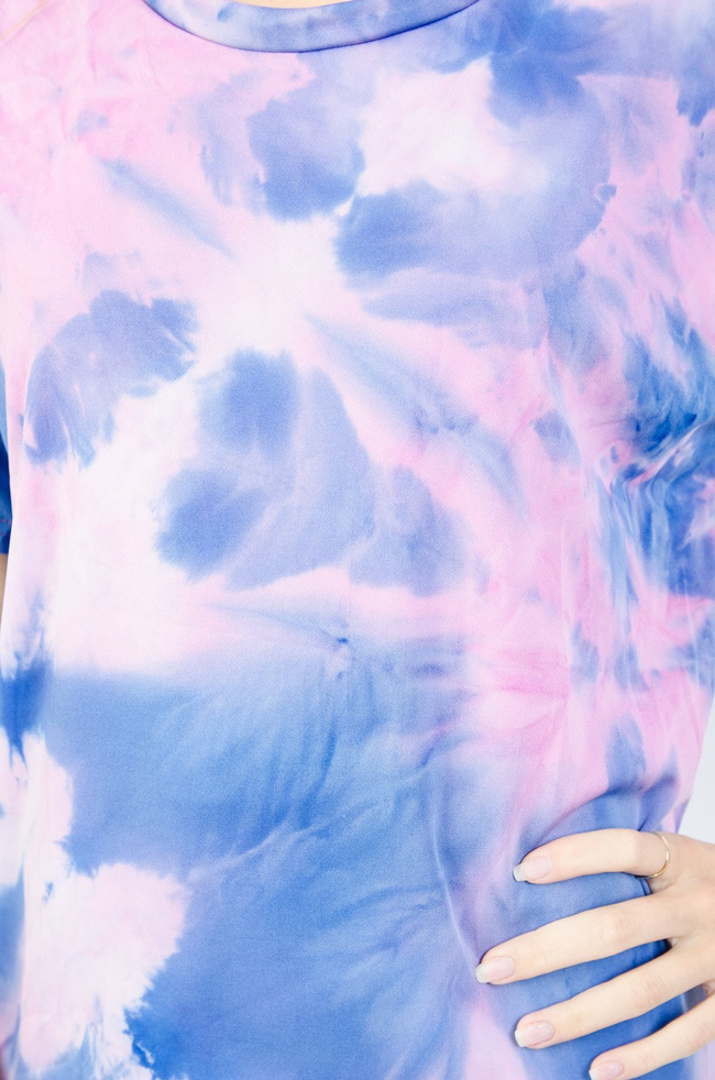 FIOLETOWY KOMPLET T-SHIRT + KOLARKI Z EFEKTEM TIE DYE