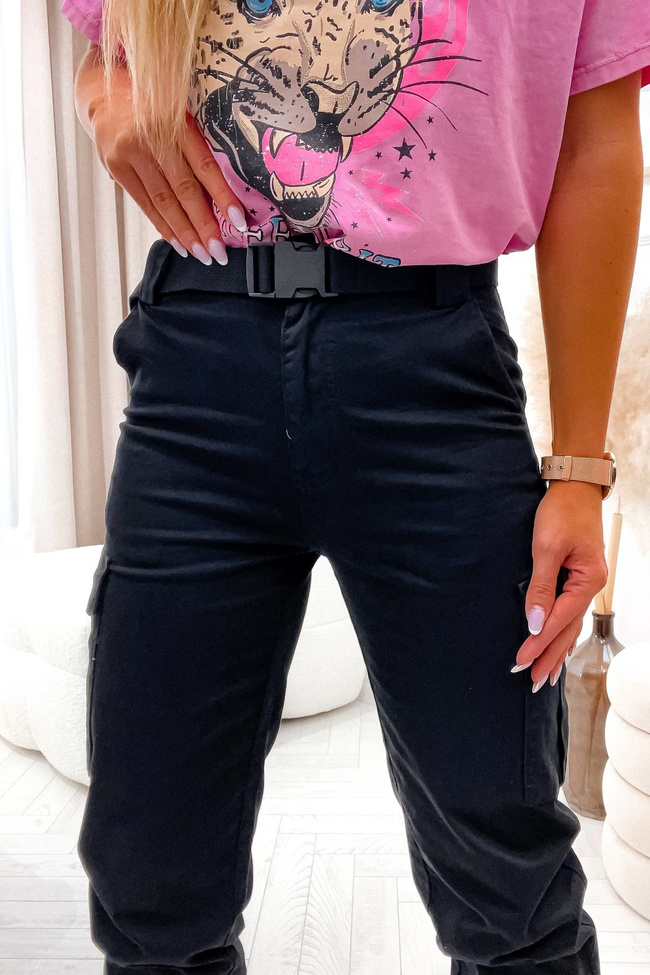 SPODNIE BOJÓWKI Z KIESZENIAMI- CZARNE