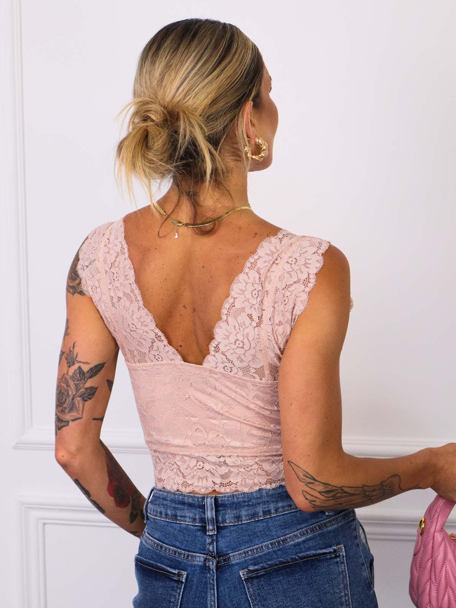 TOP KORONKOWY NA SZEROKICH RAMIĄCZKACH- BRUDNY RÓŻ