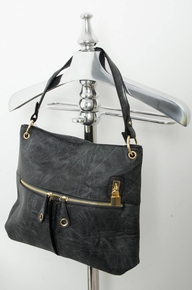 SZARA TOREBKA SHOPPER Z OZDOBNYM PRZESZYCIEM I ZAMKAMI