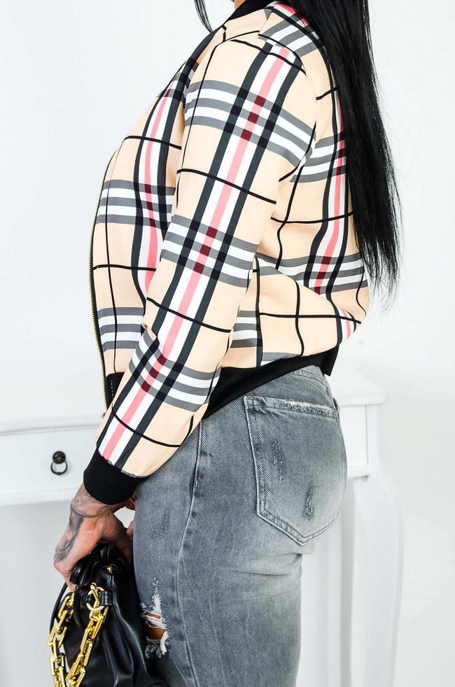 BEŻOWA BLUZA BOMBERKA W KARATĘ ( S-L )