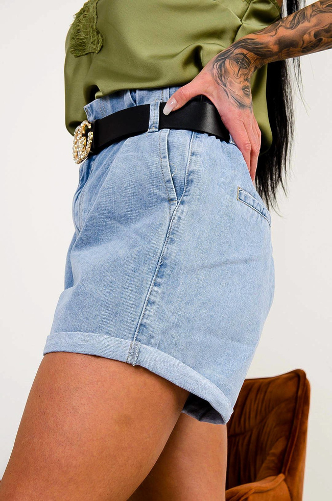 JEANSOWE SZORTY PAPERBAG-WYSOKI STAN