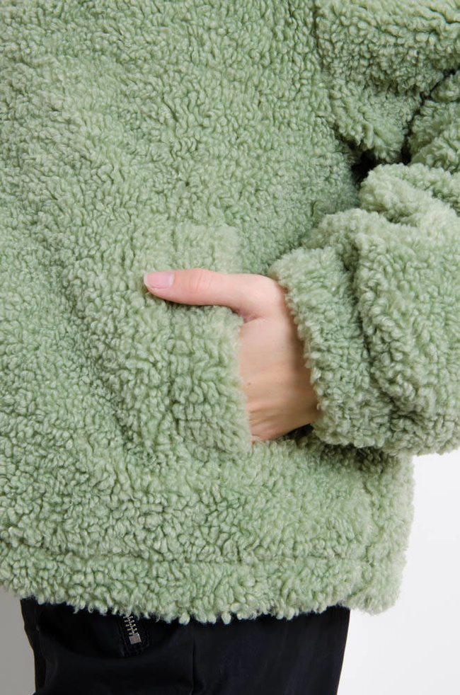 ZIELONA KURTKA Z FUTERKA ZE STÓJKĄ