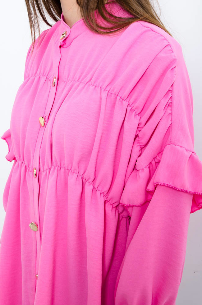 KOSZULA RÓŻOWA Z FALBANAMI 