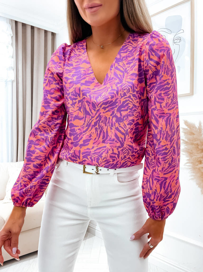 WZORZYSTA BLUZKA- POMARAŃCZOWA