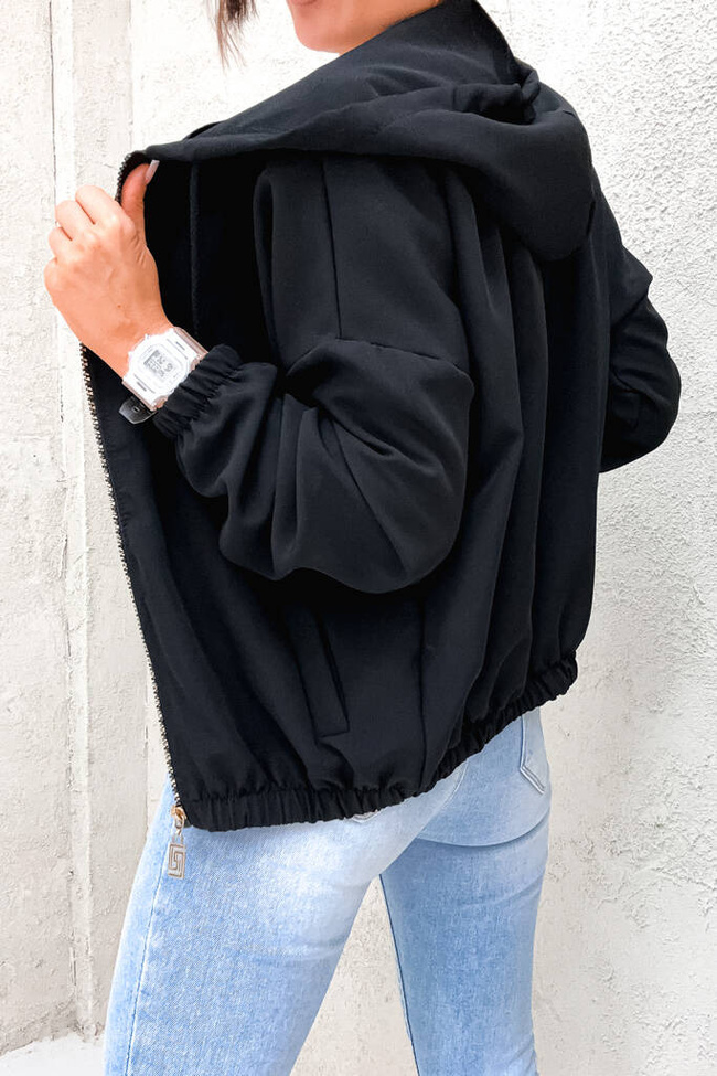 BLUZA BOMBERKA ZE ZŁOTYM ZAMKIEM- CZARNA