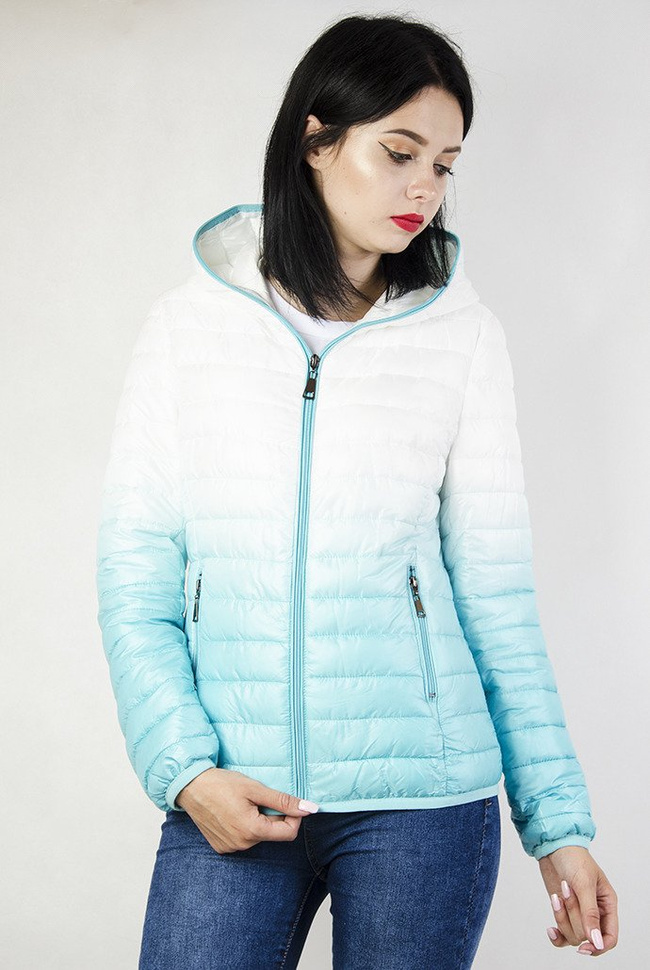 Kurtka pikowana biało-zielona